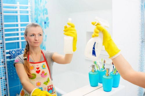House cleaning service in a bright living room