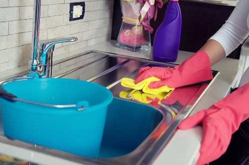Cleaning supplies and tools used for window cleaning